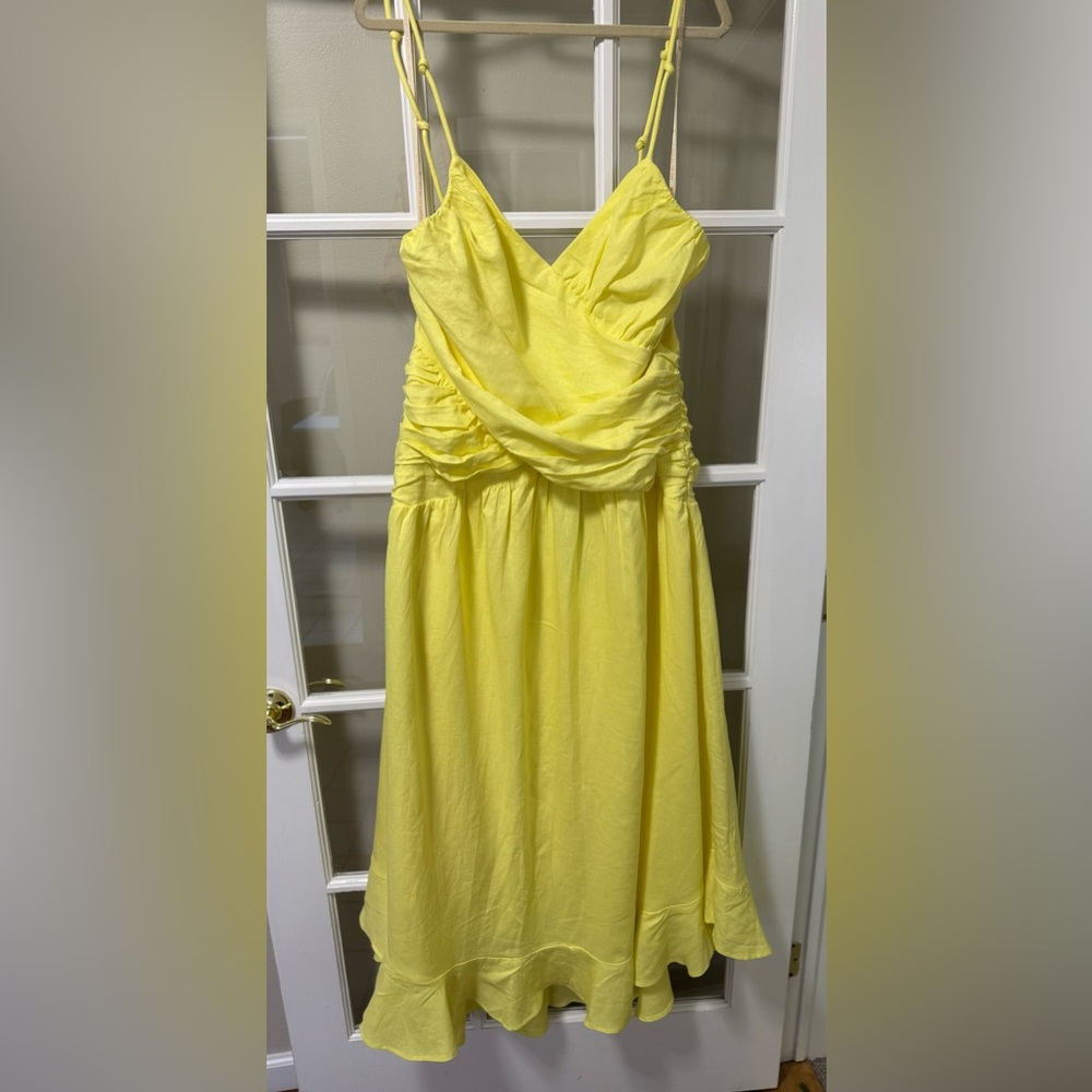 FARM Rio Yellow Ruched Maxi Dress
